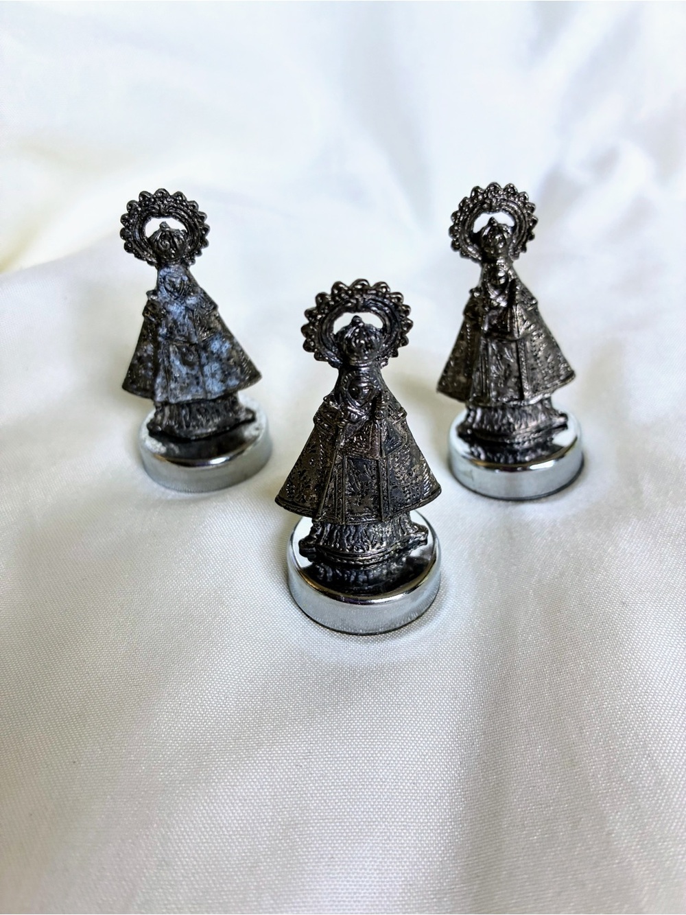 Set of 3 Silver Religious Figurine Magnets